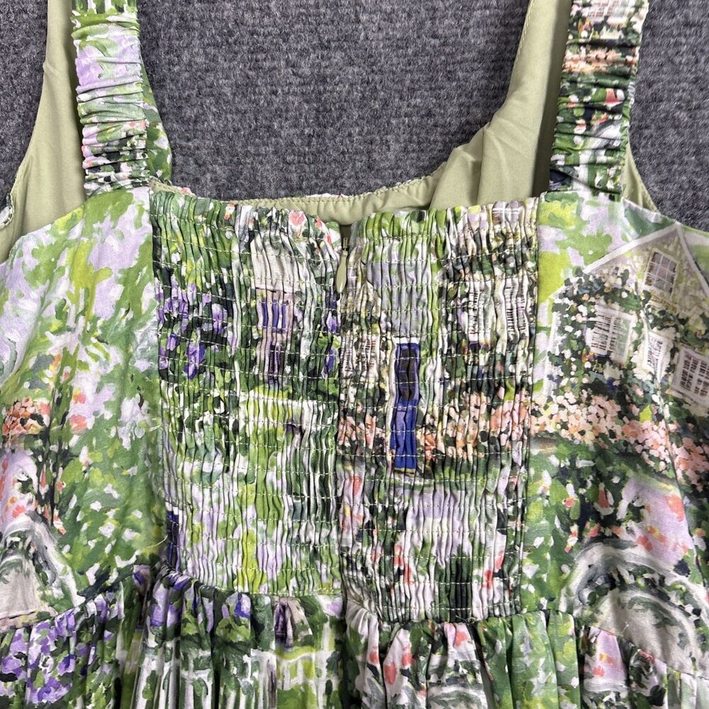 En Saison Molly Corset Cotton Midi Sundress Womens Size L Green floral - Picture 13 of 15